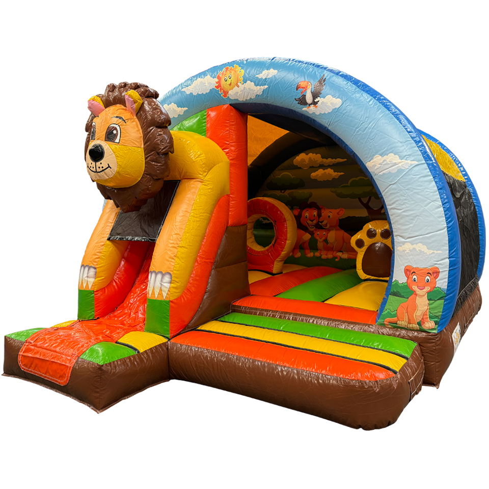 Arch Midi 3D Leeuw Springkasteel Met Obstakels