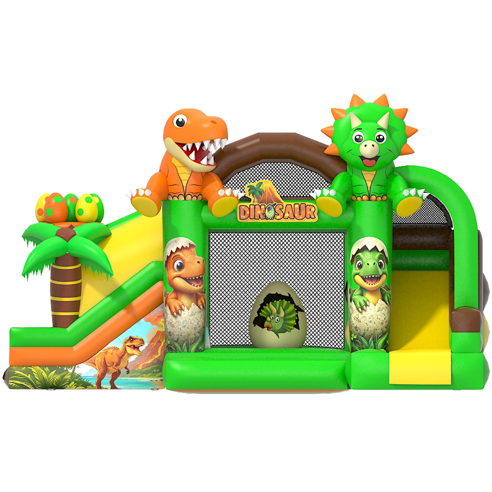 Hüpfburg mit 2 Rutschen 3D Dino