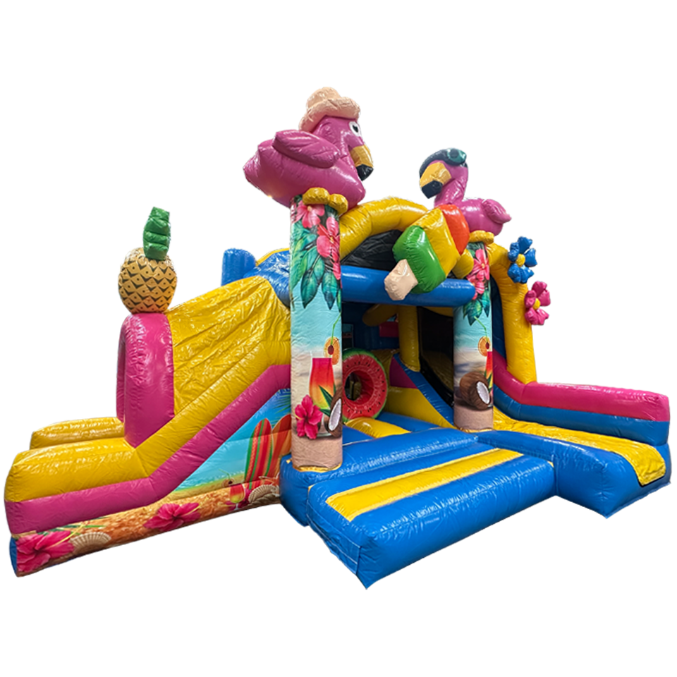 Bouncy Castle with 2 Slides 3D Flamingo