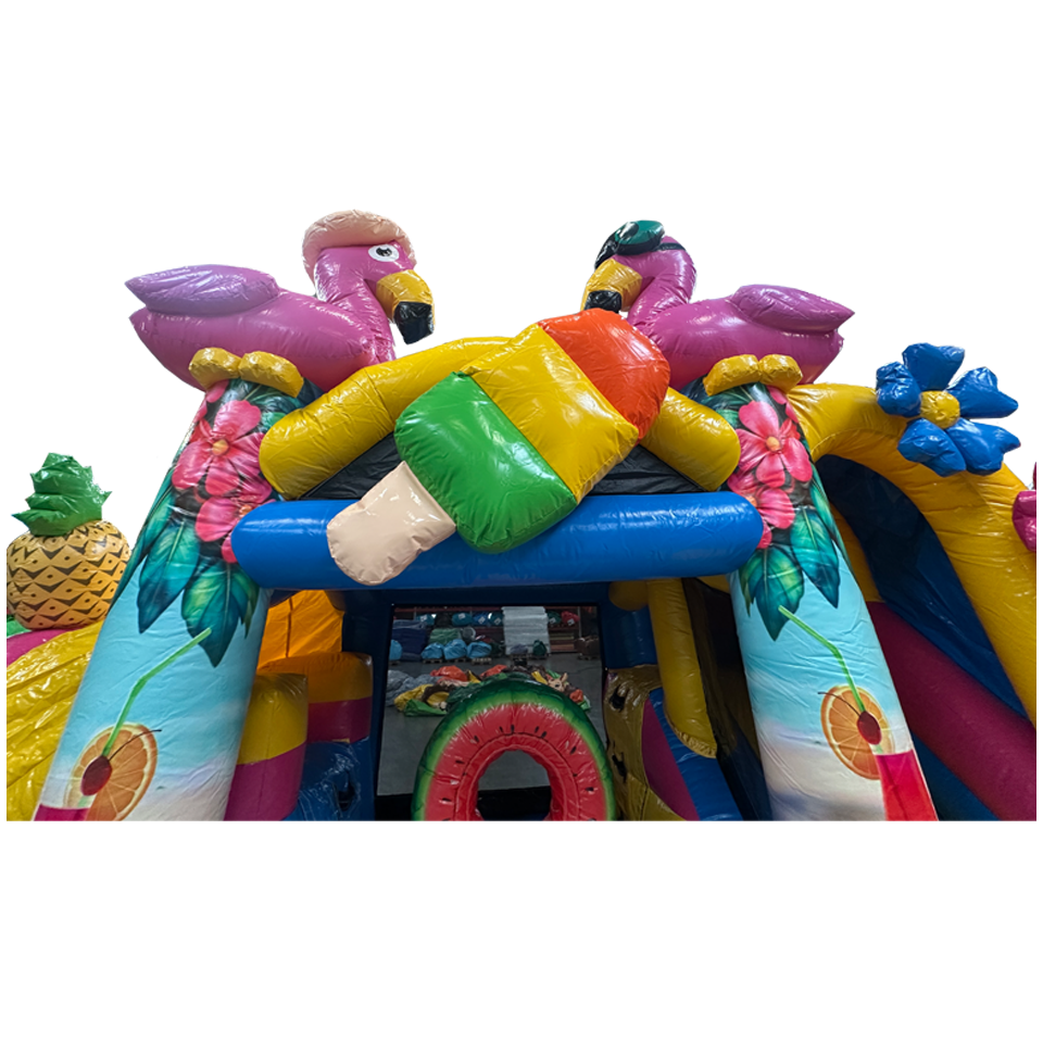 Bouncy Castle with 2 Slides 3D Flamingo