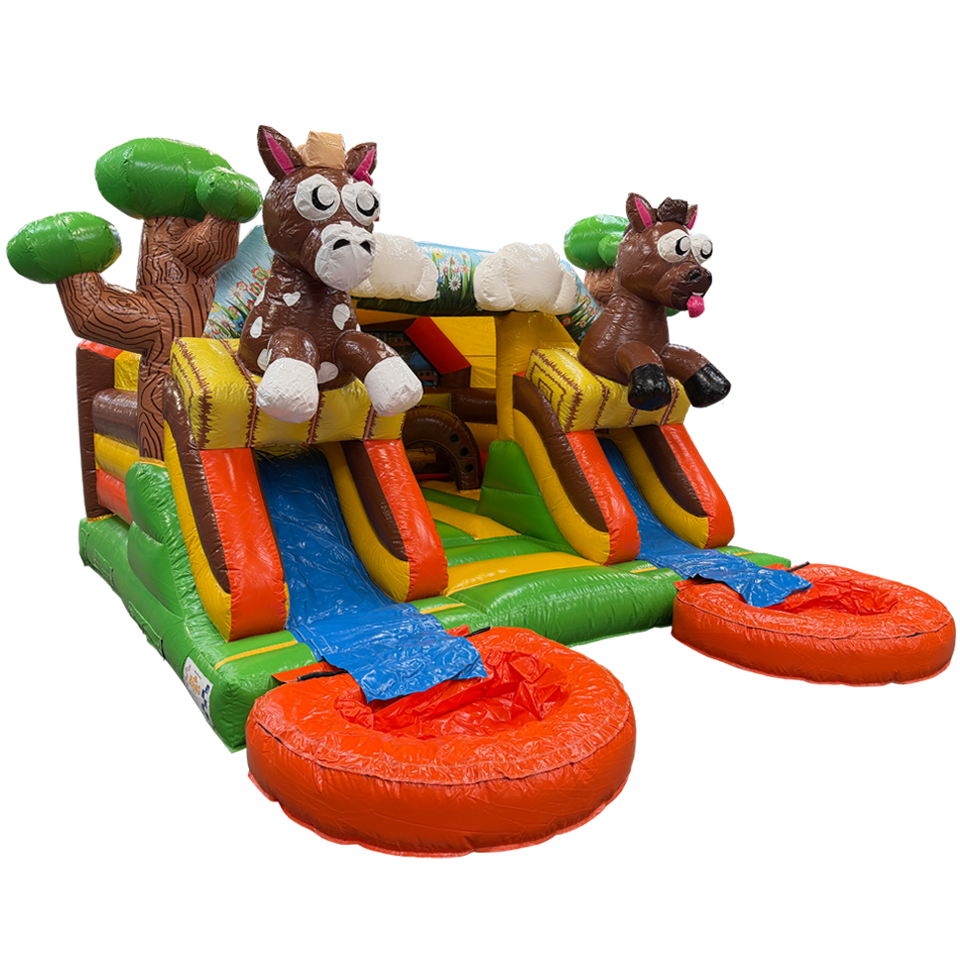 Combo Midi 2 Slides Horses Inflatable