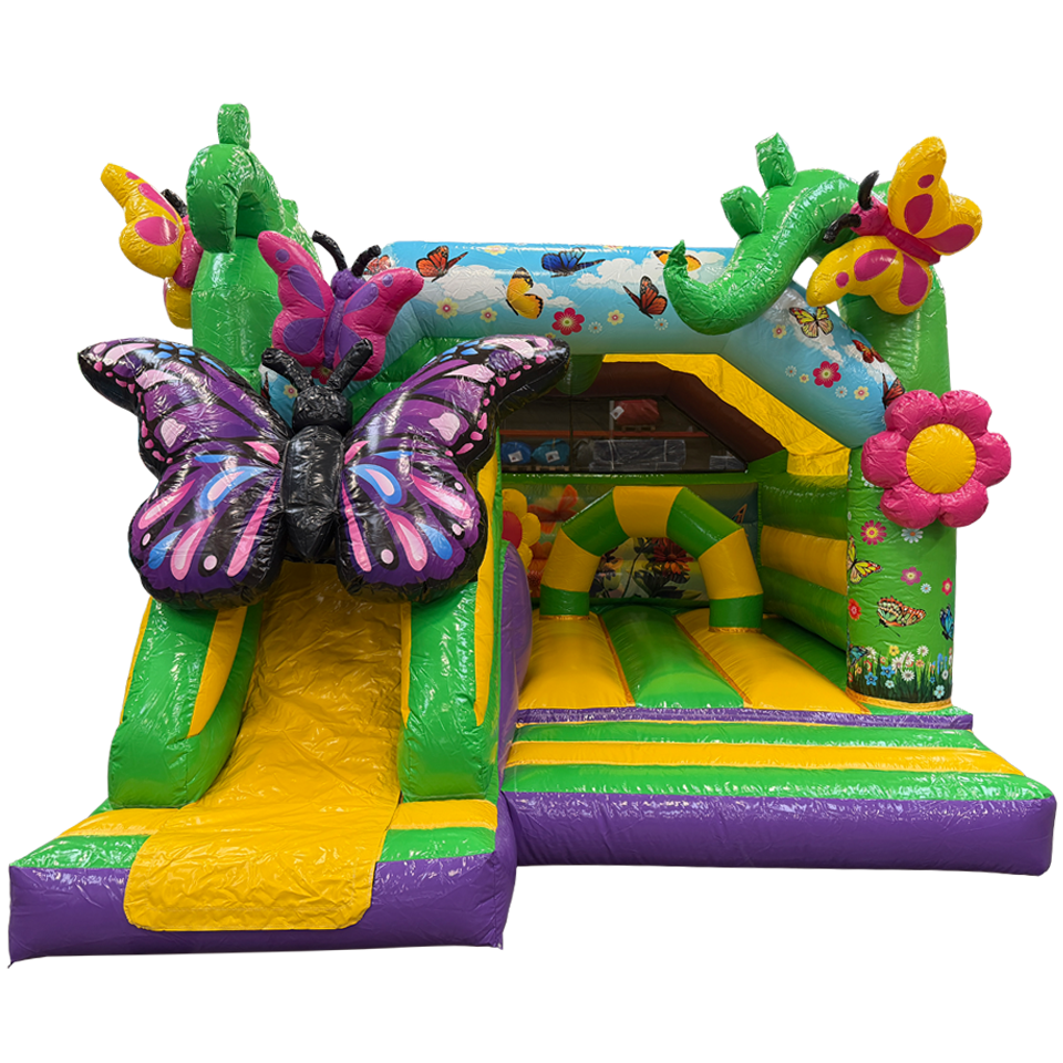 Château Gonflable Combo Midi 3D Papillon avec Obstacle