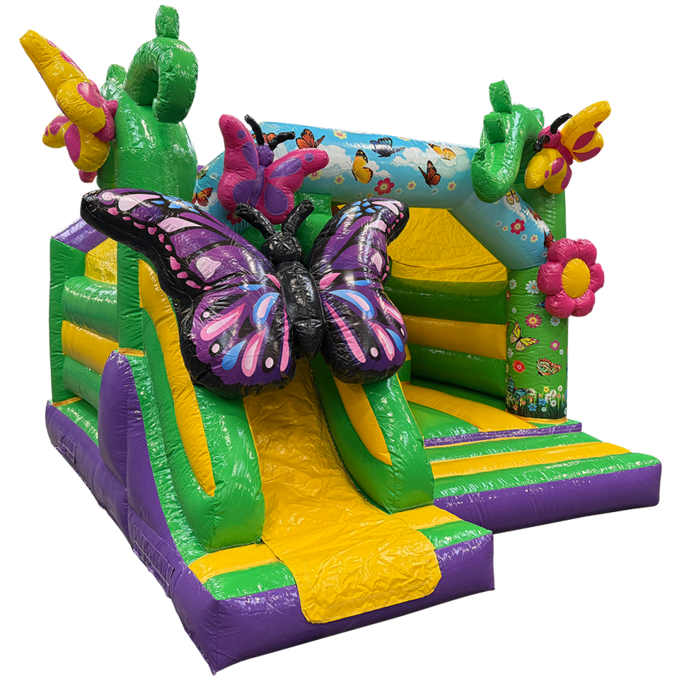 Château Gonflable Combo Midi 3D Papillon avec Obstacle
