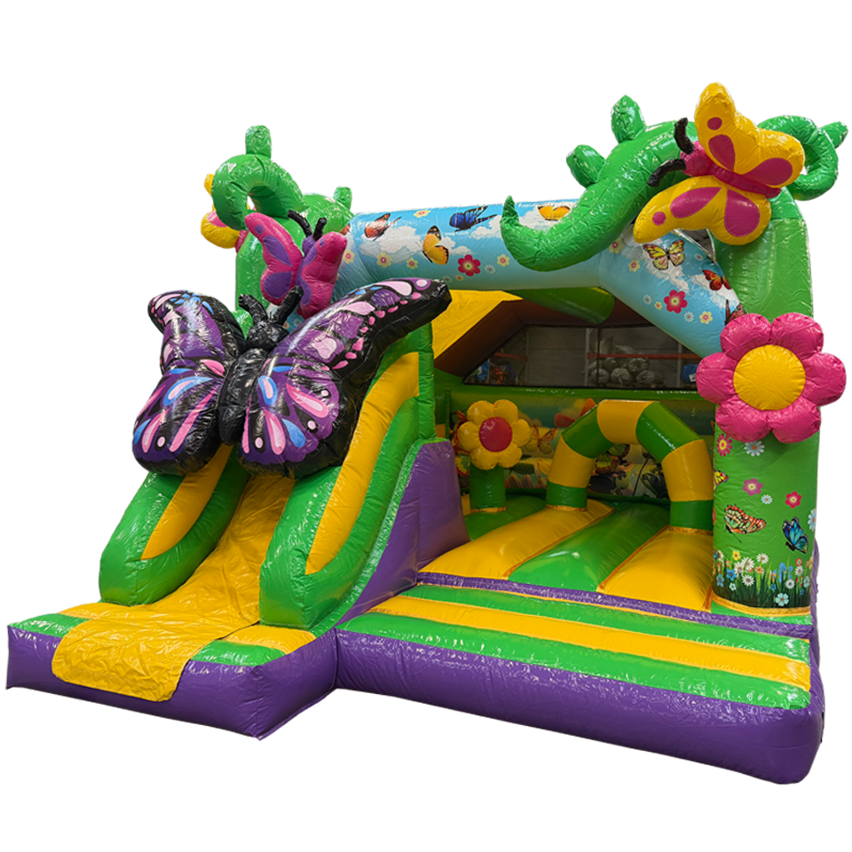 Château Gonflable Combo Midi 3D Papillon avec Obstacle