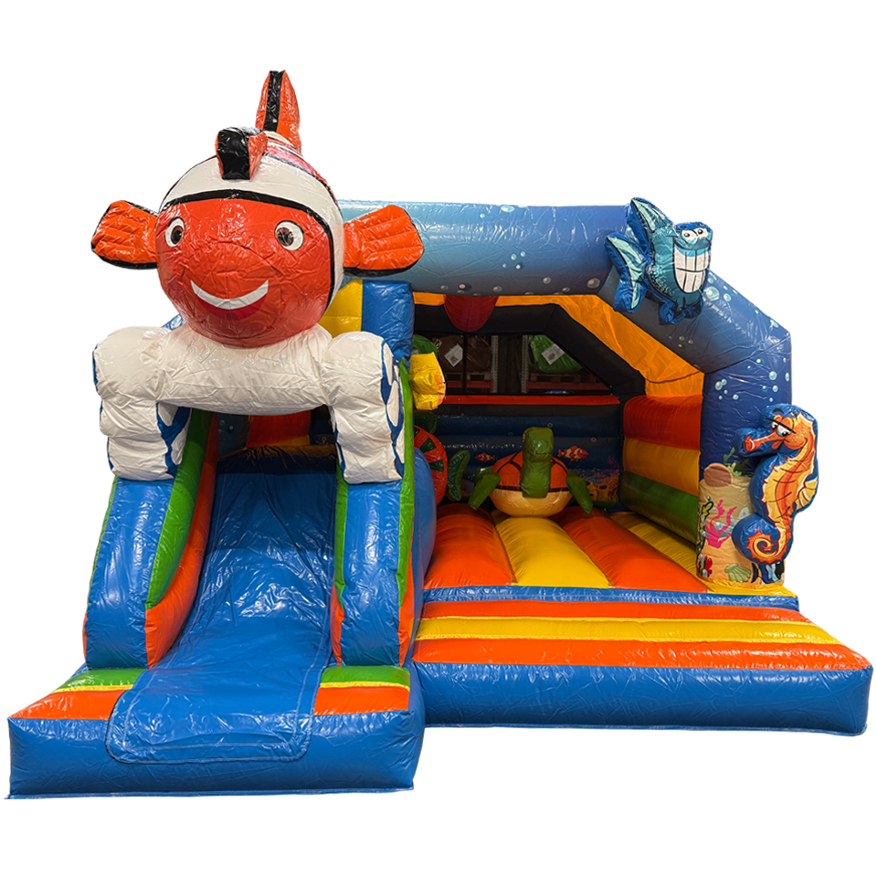 Kombination MIDI 3D Clownfisch Hüpfburg mit Hindernissen