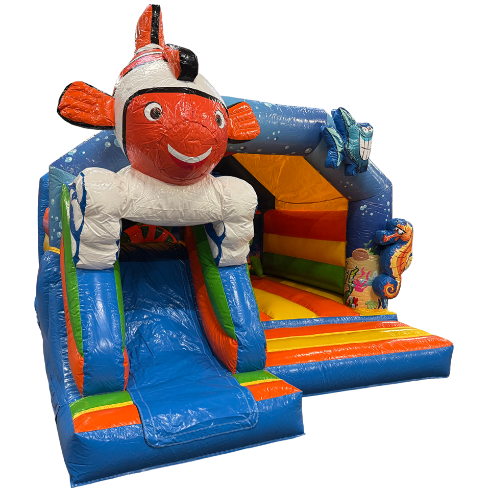 Kombination MIDI 3D Clownfisch Hüpfburg mit Hindernissen