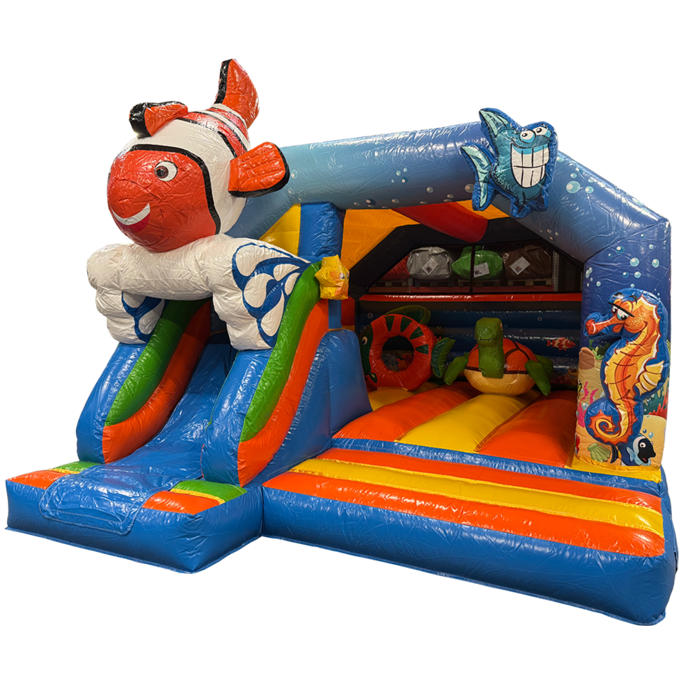 Kombination MIDI 3D Clownfisch Hüpfburg mit Hindernissen
