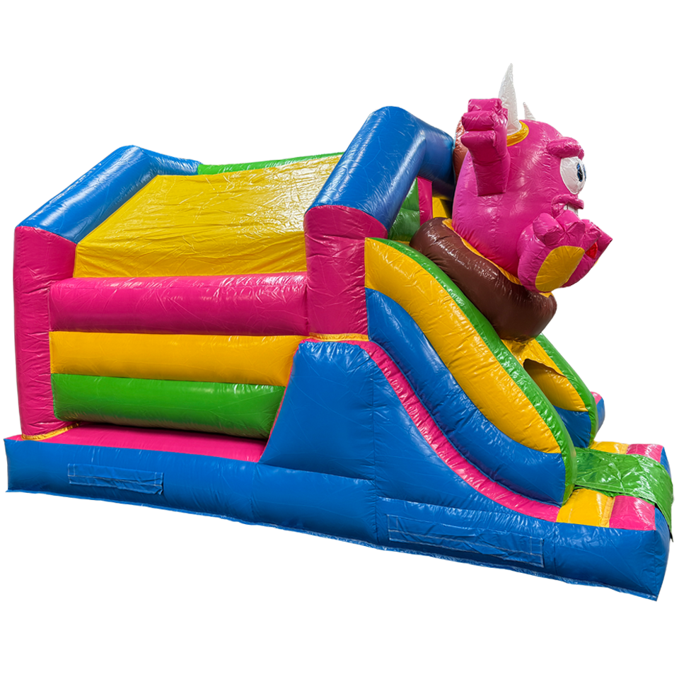 Combo Midi 3D Cookie Monster Fuchsia Inflatable With Obstacles