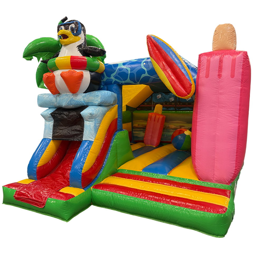 Combo Midi 3D Crazy Penguin Inflatable With Obstacle