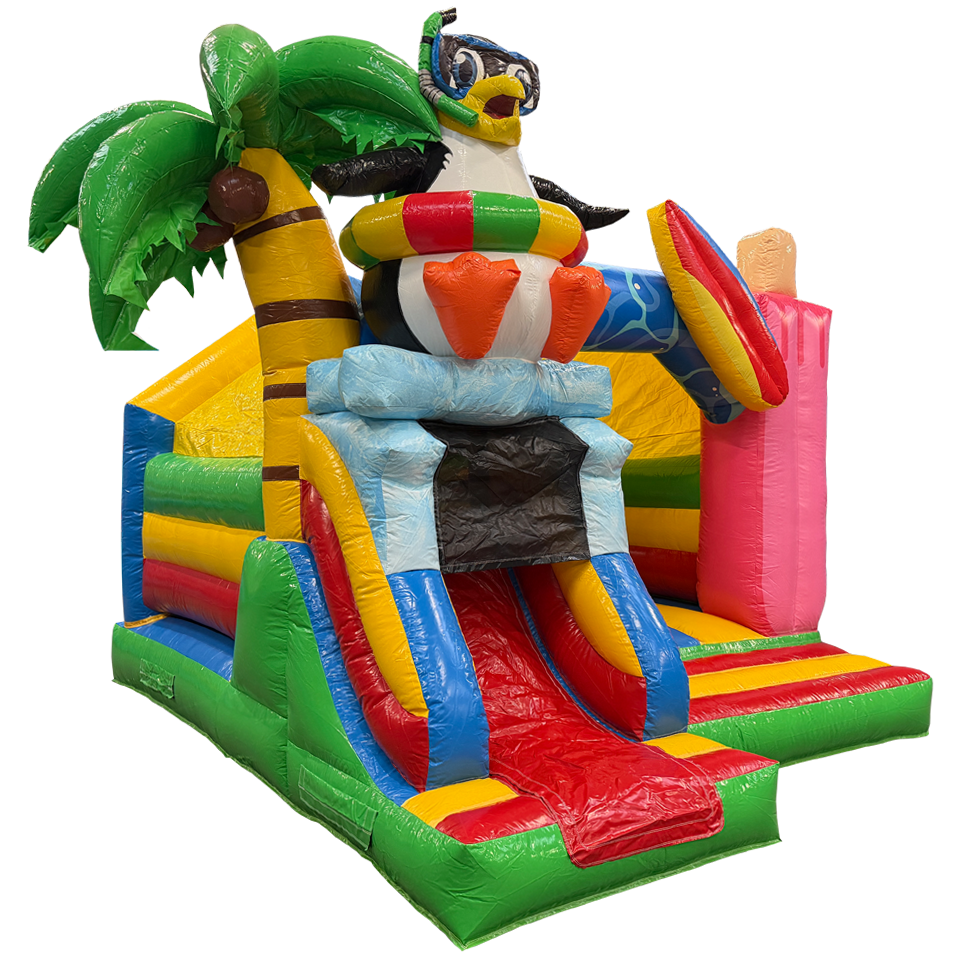 Combo Midi 3D Crazy Penguin Inflatable With Obstacle
