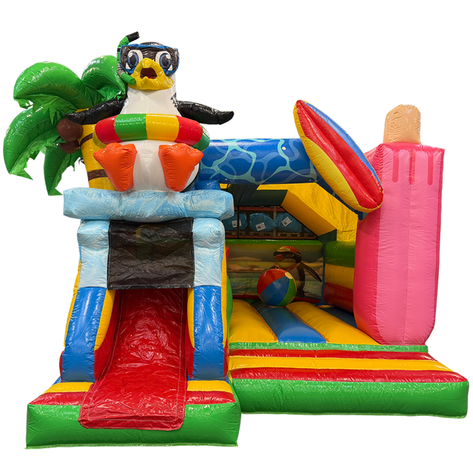 Combo Midi 3D Crazy Penguin Inflatable With Obstacle