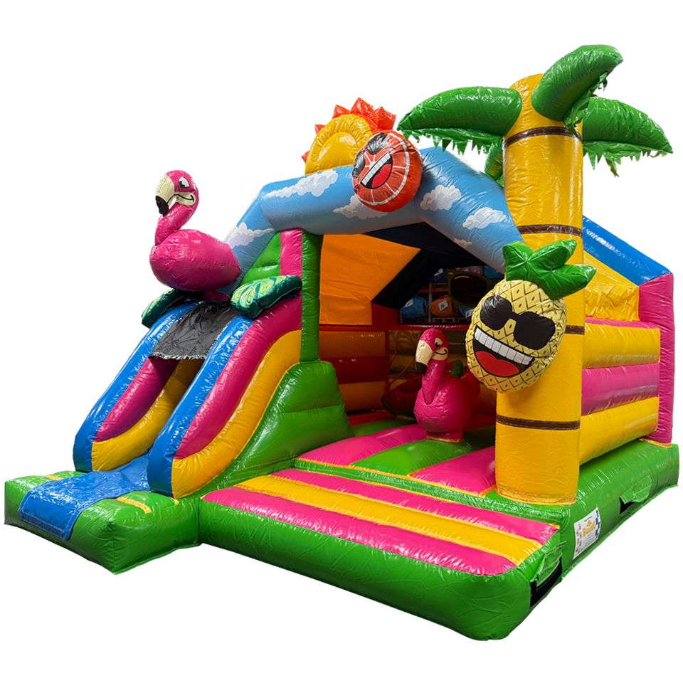 Combo Midi 3D Flamingo Met Obstakels Springkasteel