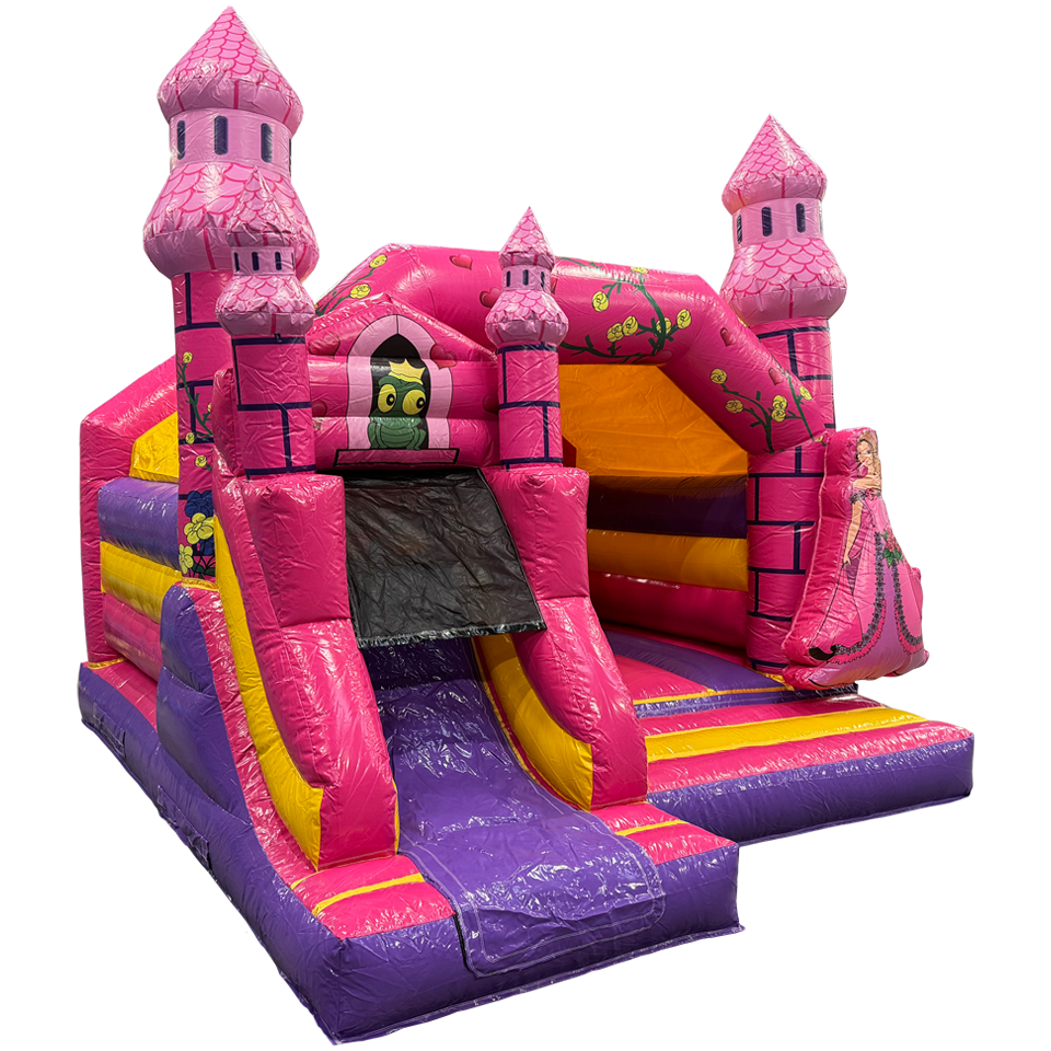 Midi 3D Prinses Springkasteel Met Obstakels