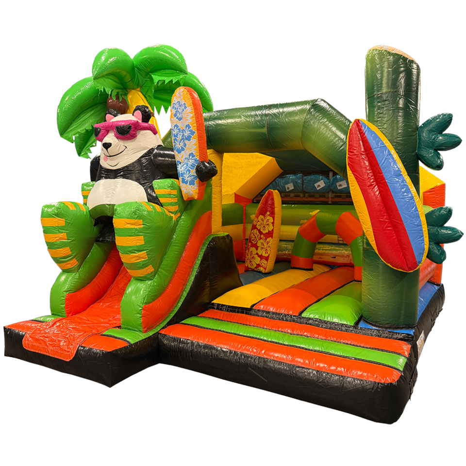 Combo Midi 3D Surfing Panda Inflatable With Obstacle