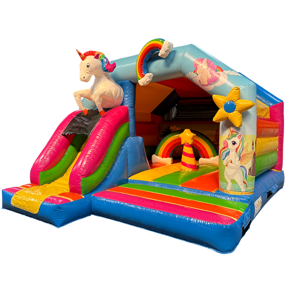Combo Midi 3D Unicorn Met Obstakels Springkasteel