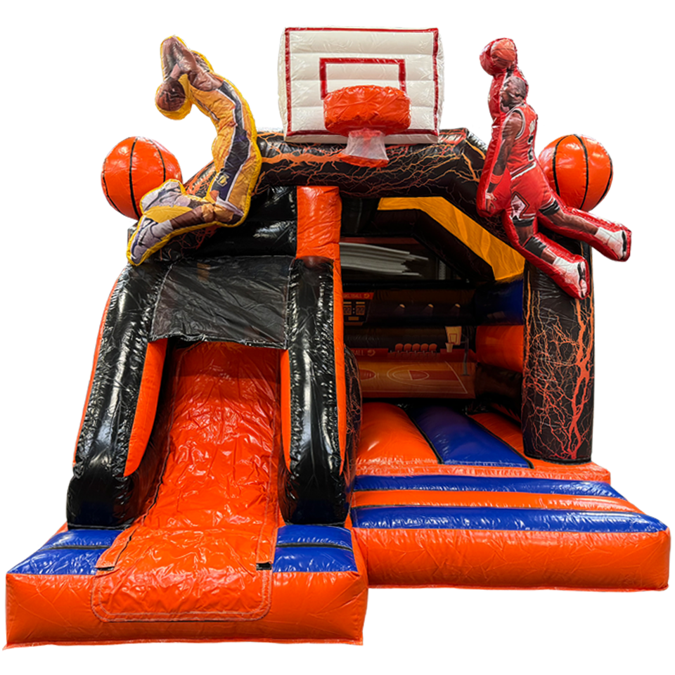 Voorkant Combo Mini 3D Basket Springkasteel
