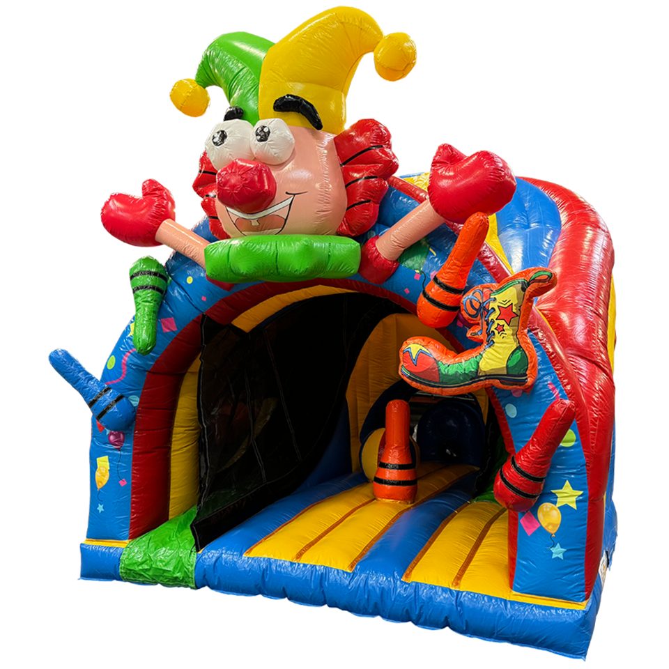 Bogenförmige Hüpfburg mit Rutsche Clown